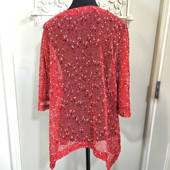 ⭐️Lulu-B Red Cardigan With Coconut Buttons Size Med - Picture 2 of 5